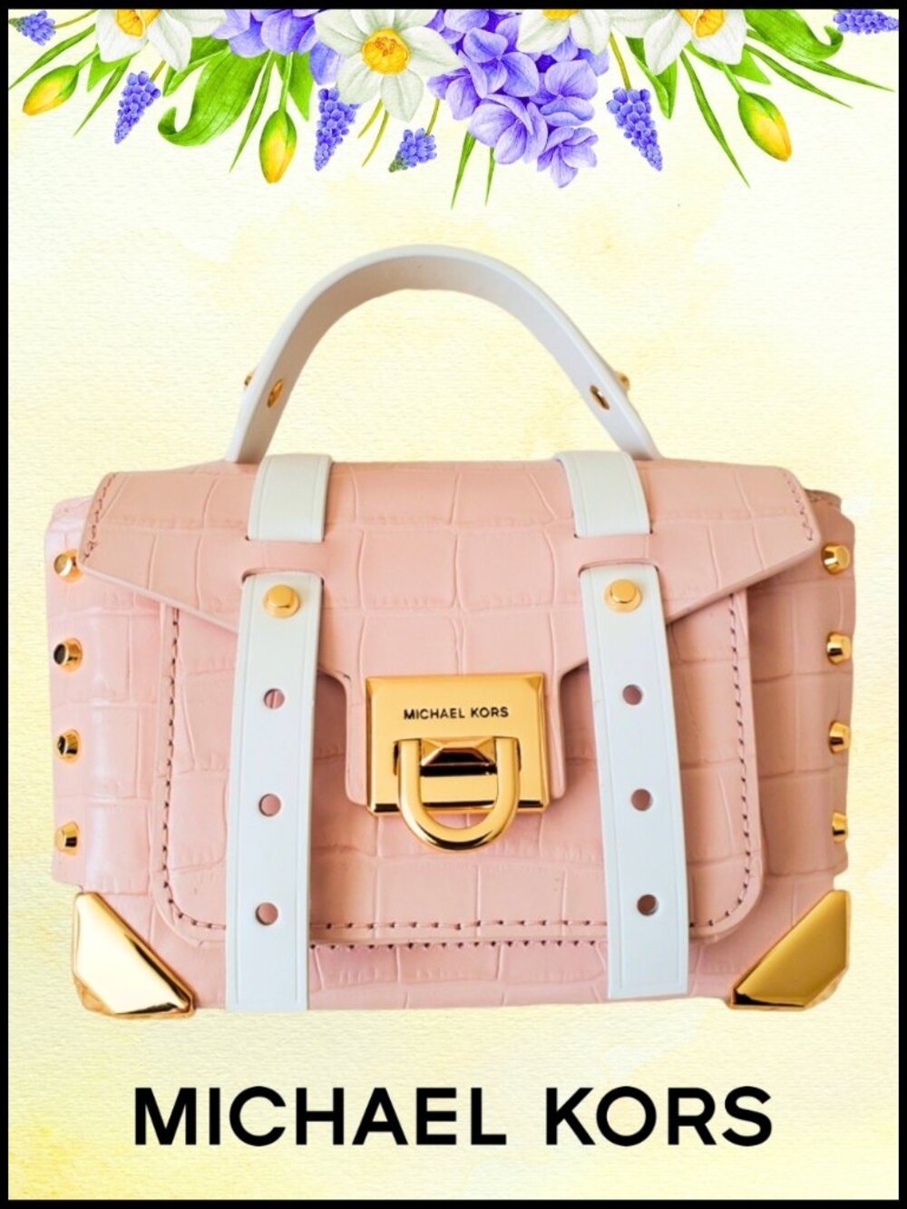 NWT Michael Kors Crocodile-Embossed Leather Crossbody Bag